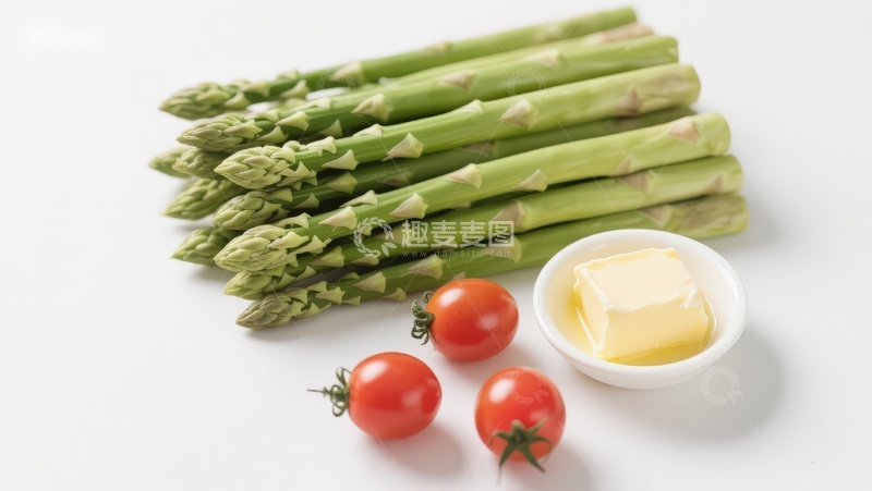 高清大图下载【趣麦麦图】芦笋樱桃番茄与黄油