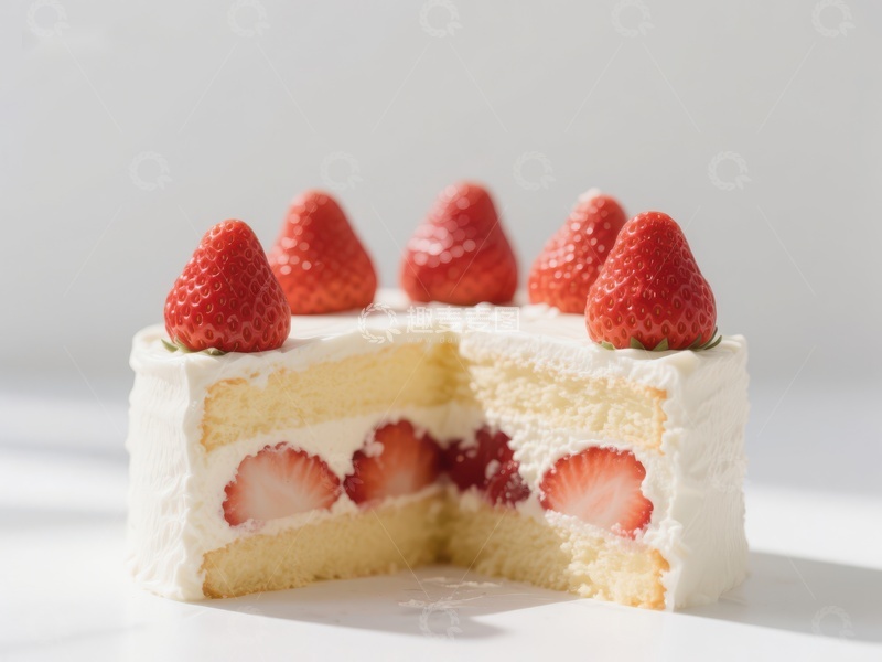 高清大图下载【趣麦麦图】草莓奶油蛋糕切面展示