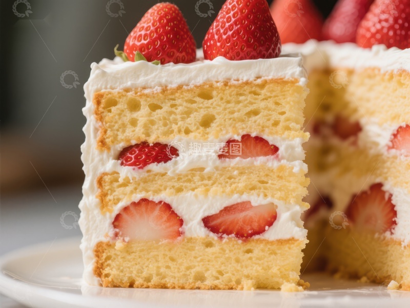 高清大图下载【趣麦麦图】草莓奶油蛋糕切片