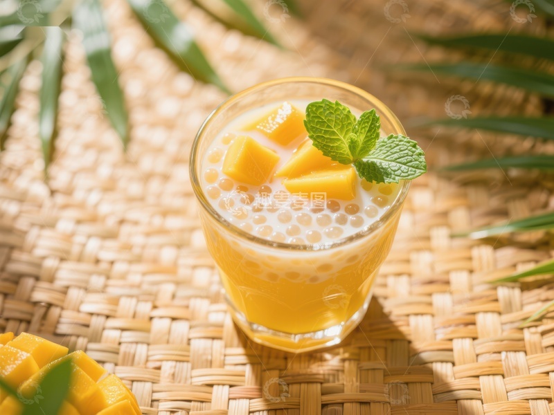 高清大图下载【趣麦麦图】芒果西米露夏日清凉饮品