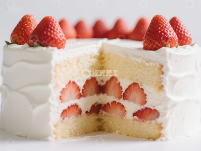 高清大图下载【趣麦麦图】草莓奶油蛋糕切面展示