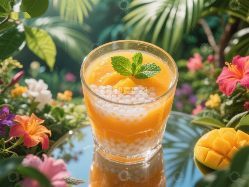 高清大图下载【趣麦麦图】芒果西米露夏日清凉饮品