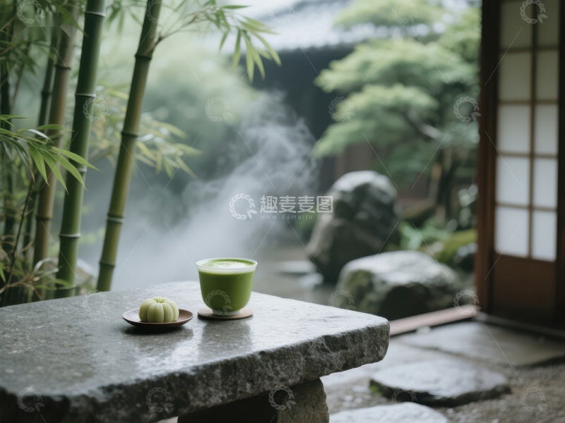 高清大图下载【趣麦麦图】竹林旁的茶香与宁静