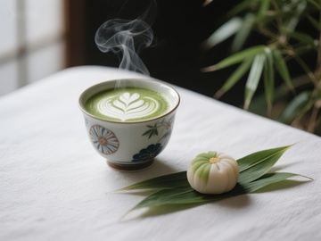 热气腾腾的抹茶与和果子