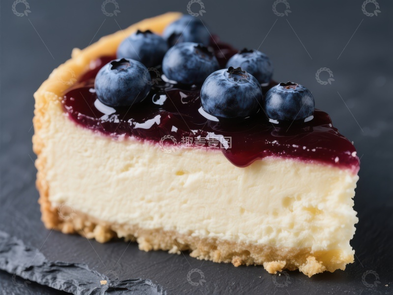 高清大图下载【趣麦麦图】蓝莓酱芝士蛋糕切片