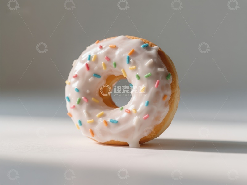 高清大图下载【趣麦麦图】白色糖霜彩色撒丁甜甜圈