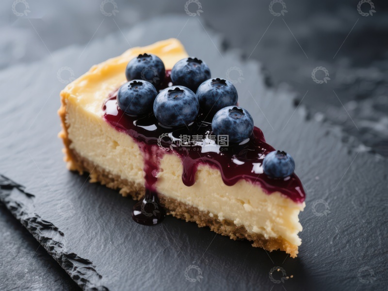 高清大图下载【趣麦麦图】蓝莓酱芝士蛋糕切片