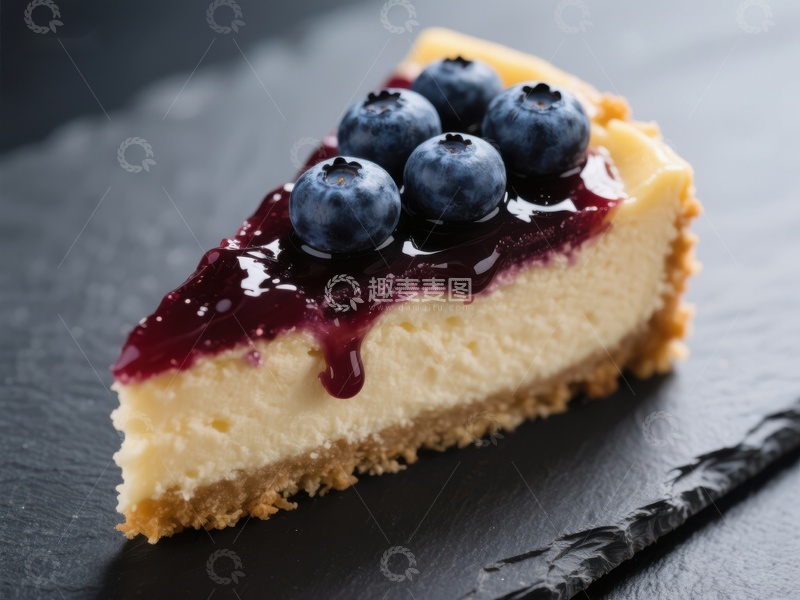 高清大图下载【趣麦麦图】蓝莓酱芝士蛋糕切片