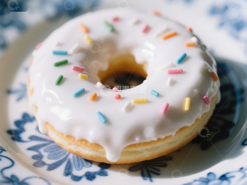 高清大图下载【趣麦麦图】撒满彩色糖粒的奶油甜甜圈