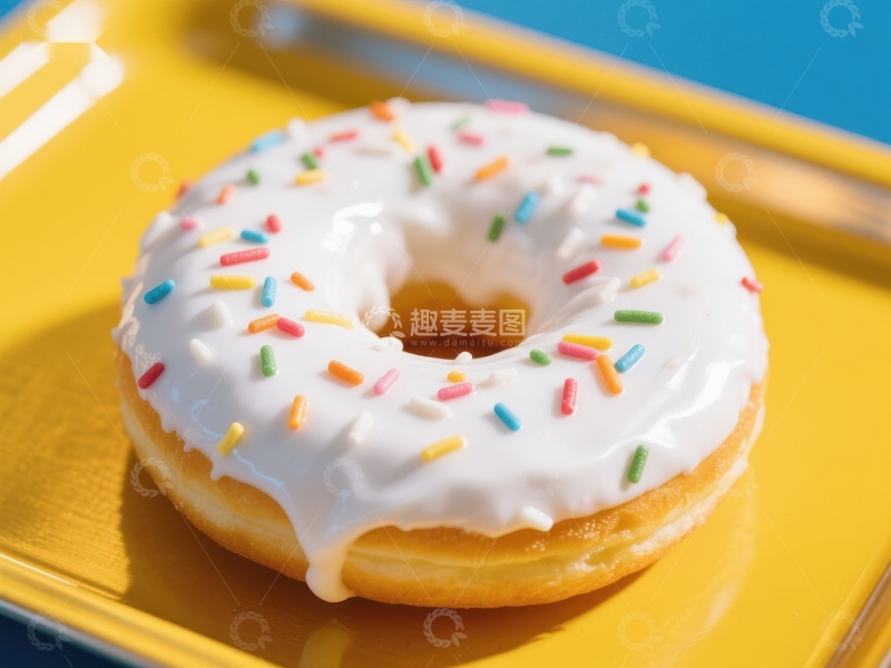 高清大图下载【趣麦麦图】彩色洒粉的奶油甜甜圈
