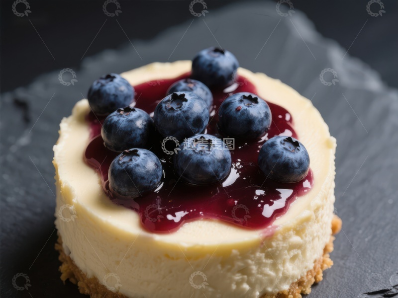 高清大图下载【趣麦麦图】蓝莓酱点缀的芝士蛋糕