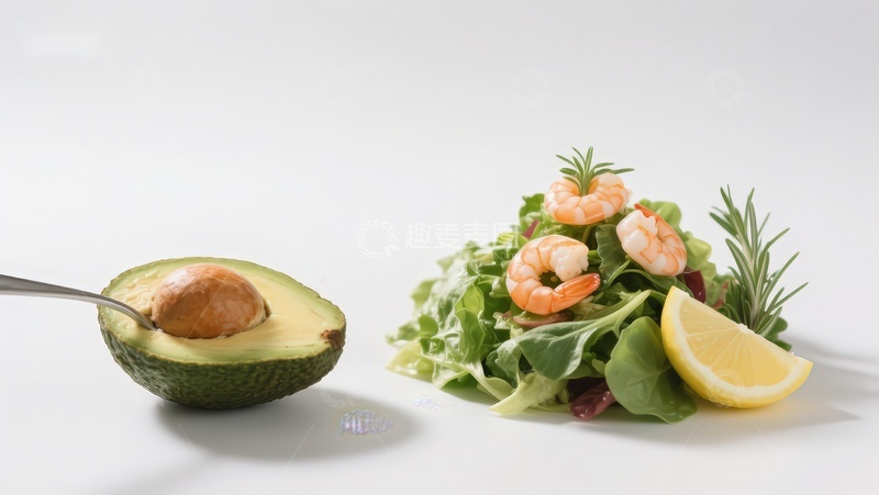 高清大图下载【趣麦麦图】牛油果与虾仁沙拉摆盘