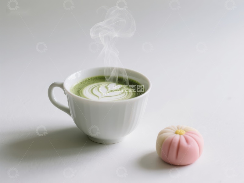 高清大图下载【趣麦麦图】抹茶拿铁与粉色甜点
