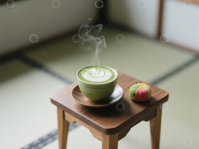 高清大图下载【趣麦麦图】热气腾腾的抹茶与和果子