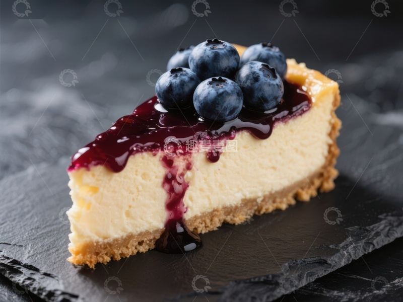 高清大图下载【趣麦麦图】蓝莓酱芝士蛋糕切片