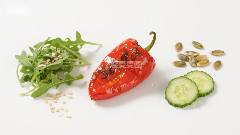 高清大图下载【趣麦麦图】新鲜蔬菜与种子静物展示