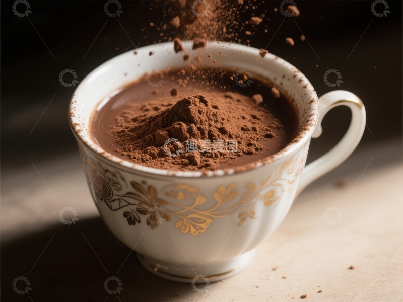 高清大图下载【趣麦麦图】热可可撒粉瞬间