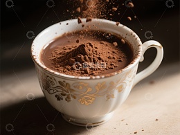 热可可撒粉瞬间