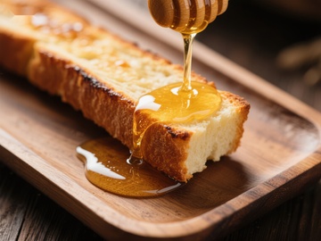 蜂蜜淋在吐司上