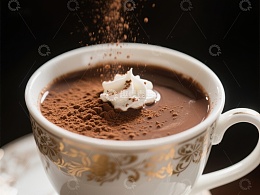 热巧克力撒上可可粉