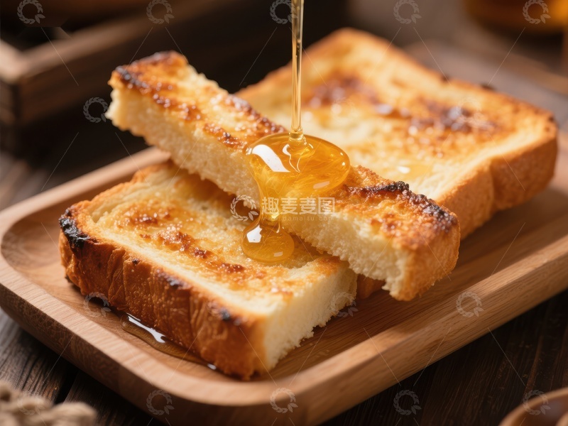 高清大图下载【趣麦麦图】蜂蜜淋在烤面包片上