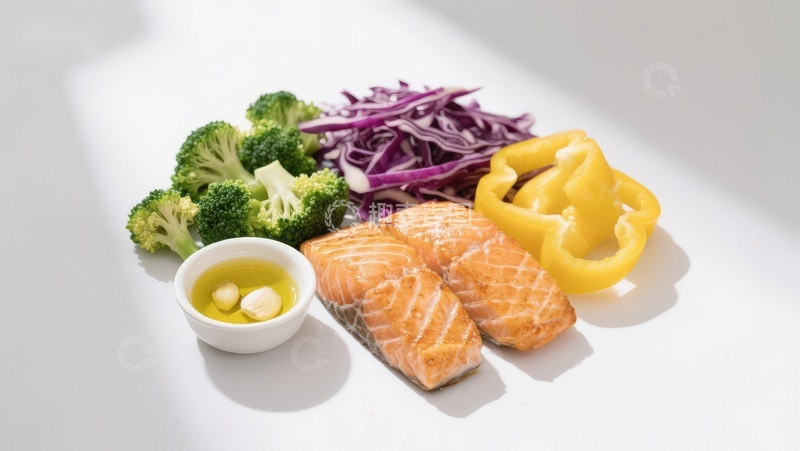 高清大图下载【趣麦麦图】新鲜三文鱼与蔬菜食材
