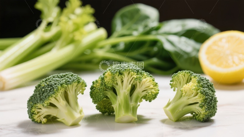 高清大图下载【趣麦麦图】新鲜西兰花与柠檬静物