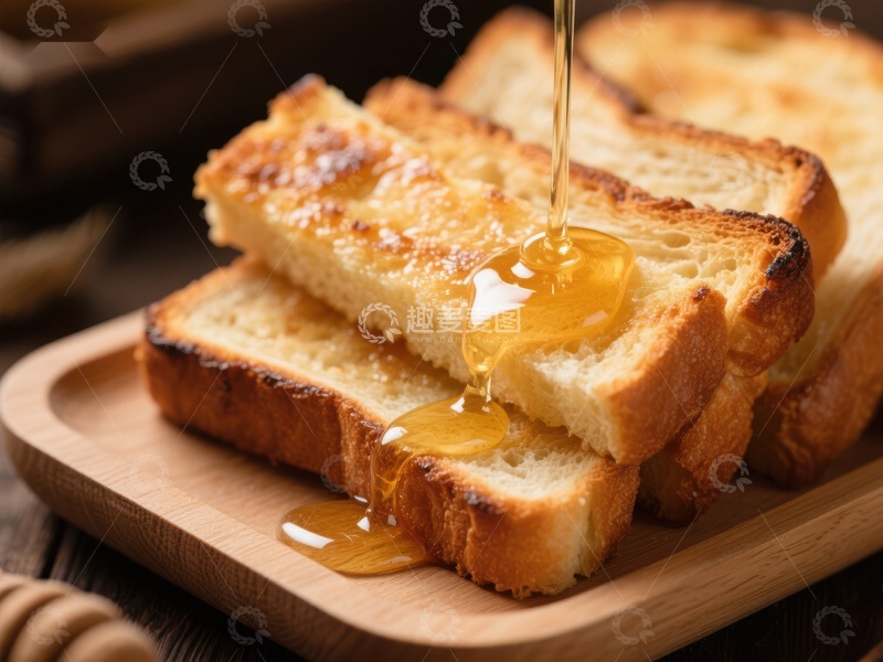 高清大图下载【趣麦麦图】蜂蜜淋在烤面包片上