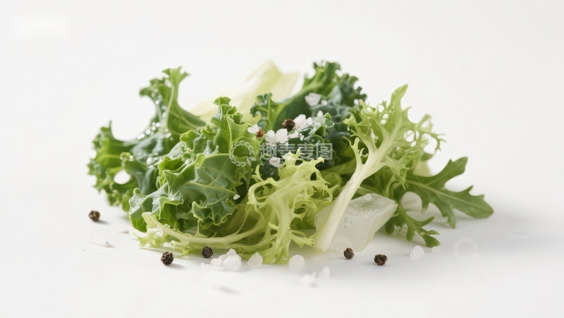 高清大图下载【趣麦麦图】新鲜绿叶蔬菜与调料特写