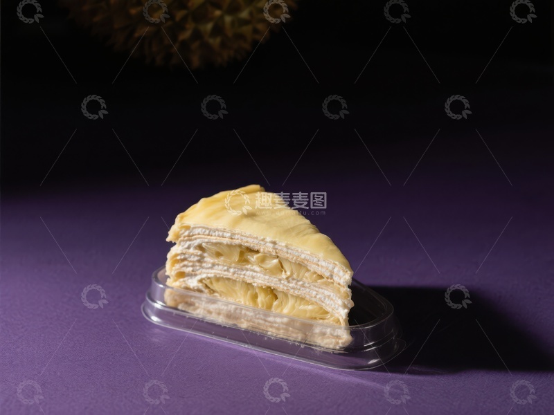 高清大图下载【趣麦麦图】榴莲千层蛋糕切片