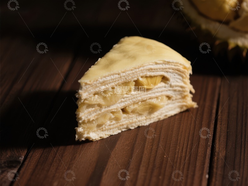 高清大图下载【趣麦麦图】榴莲千层蛋糕切片