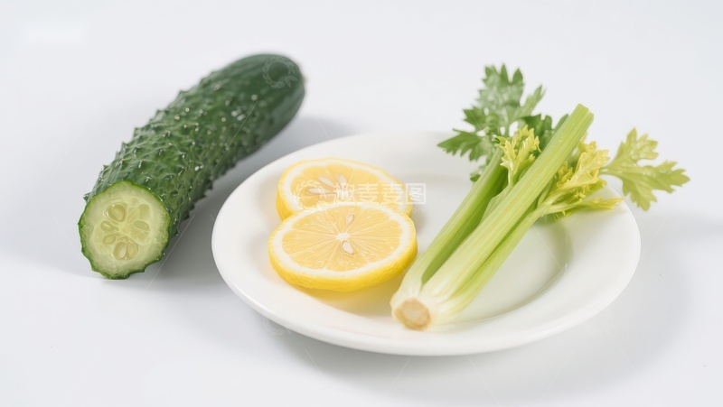 高清大图下载【趣麦麦图】黄瓜柠檬芹菜静物摆拍