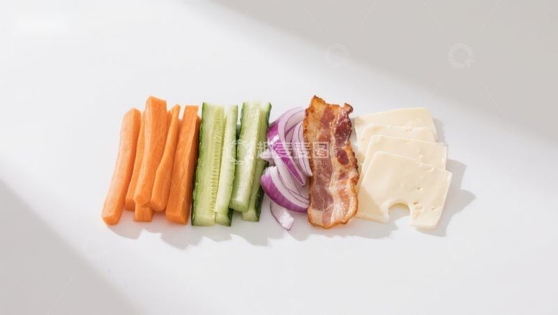 高清大图下载【趣麦麦图】蔬菜肉类奶酪切片排列