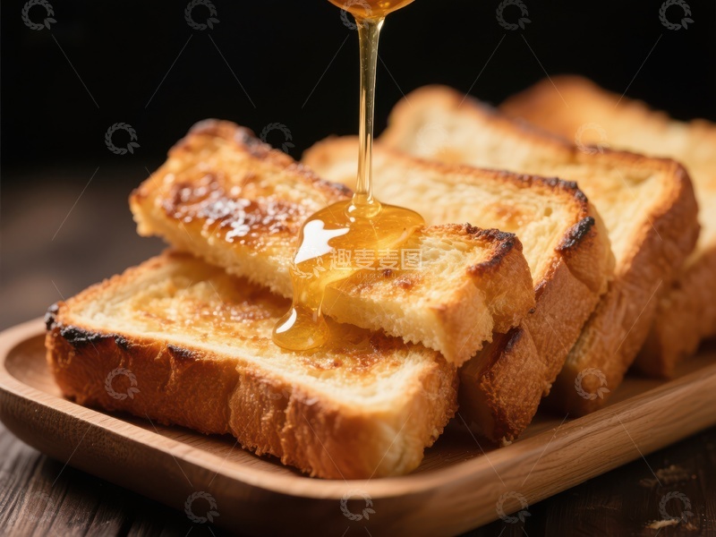 高清大图下载【趣麦麦图】蜂蜜淋在烤面包片上