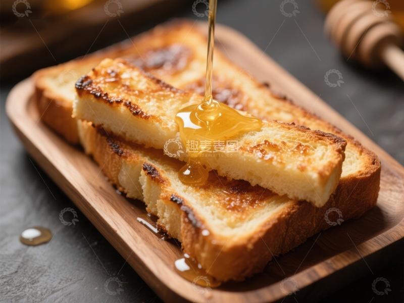 高清大图下载【趣麦麦图】蜂蜜淋在烤面包片上