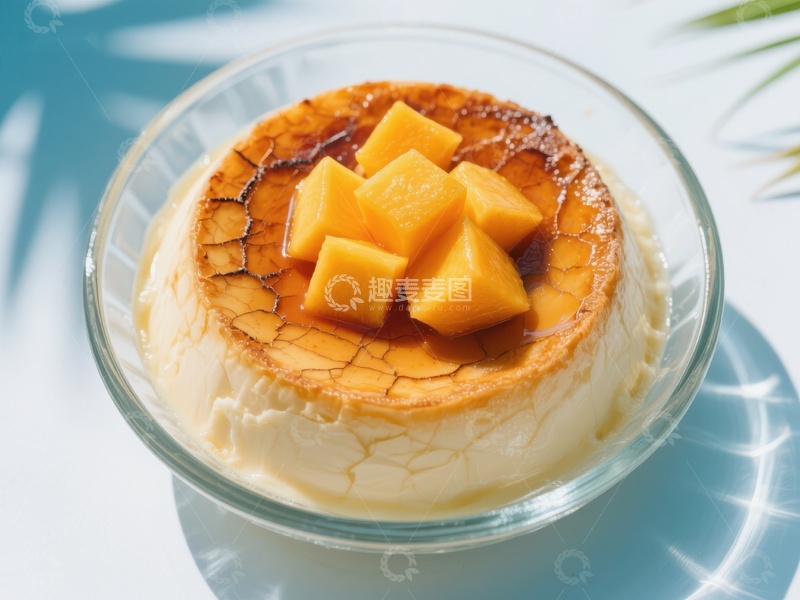 高清大图下载【趣麦麦图】芒果焦糖布丁，清新美味