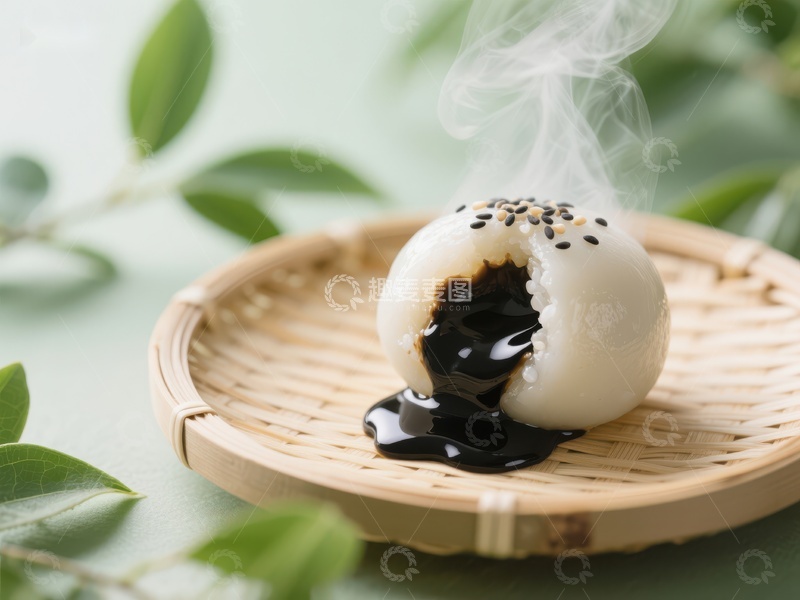 高清大图下载【趣麦麦图】热腾腾的汤圆配黑糖酱