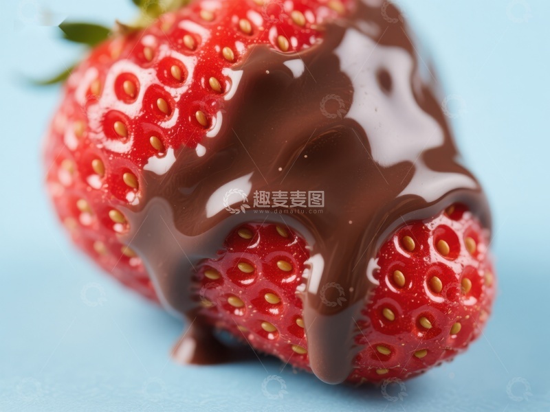 高清大图下载【趣麦麦图】巧克力淋面的草莓特写