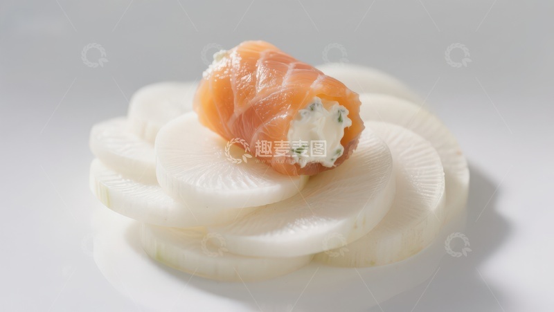 高清大图下载【趣麦麦图】三文鱼卷配萝卜片