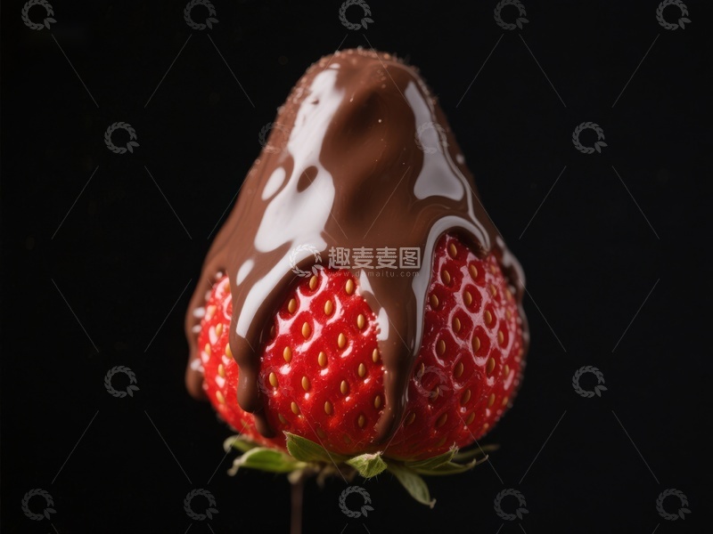 高清大图下载【趣麦麦图】巧克力淋面的草莓特写