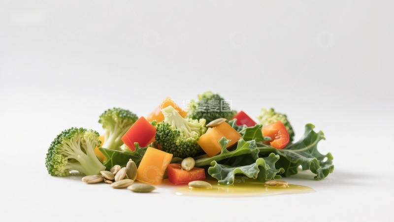 高清大图下载【趣麦麦图】新鲜蔬菜与坚果混合摆盘