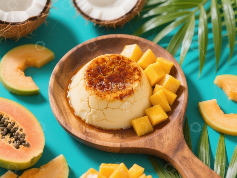 高清大图下载【趣麦麦图】椰奶布丁配芒果块