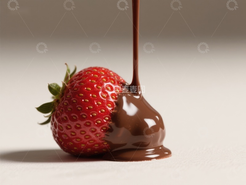 高清大图下载【趣麦麦图】巧克力淋在草莓上的瞬间