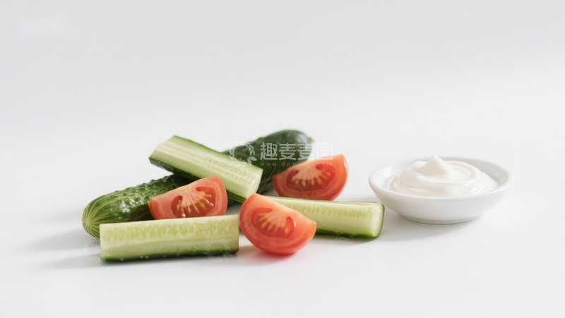 高清大图下载【趣麦麦图】黄瓜番茄配酸奶酱