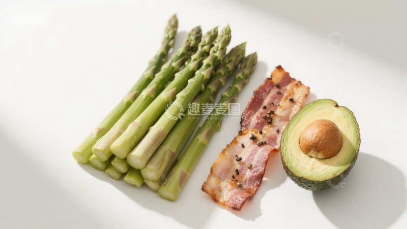 高清大图下载【趣麦麦图】芦笋培根牛油果摆盘