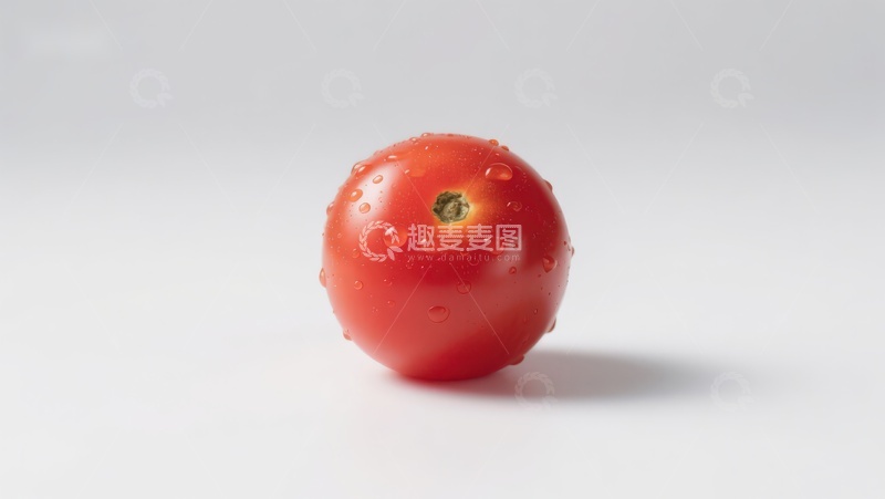 高清大图下载【趣麦麦图】一颗带水珠的红色小番茄