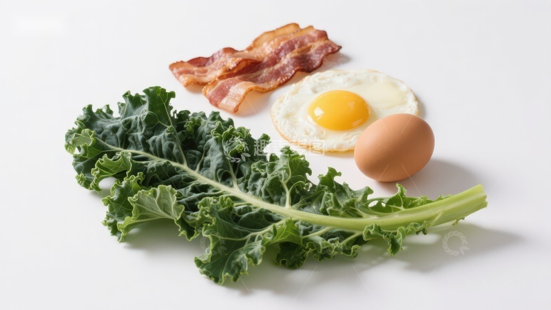 高清大图下载【趣麦麦图】羽衣甘蓝配煎蛋和培根