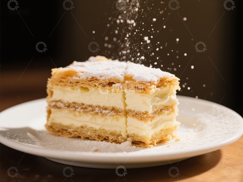 高清大图下载【趣麦麦图】奶油酥皮蛋糕撒糖粉瞬间