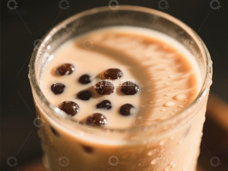 高清大图下载【趣麦麦图】奶茶中的珍珠特写