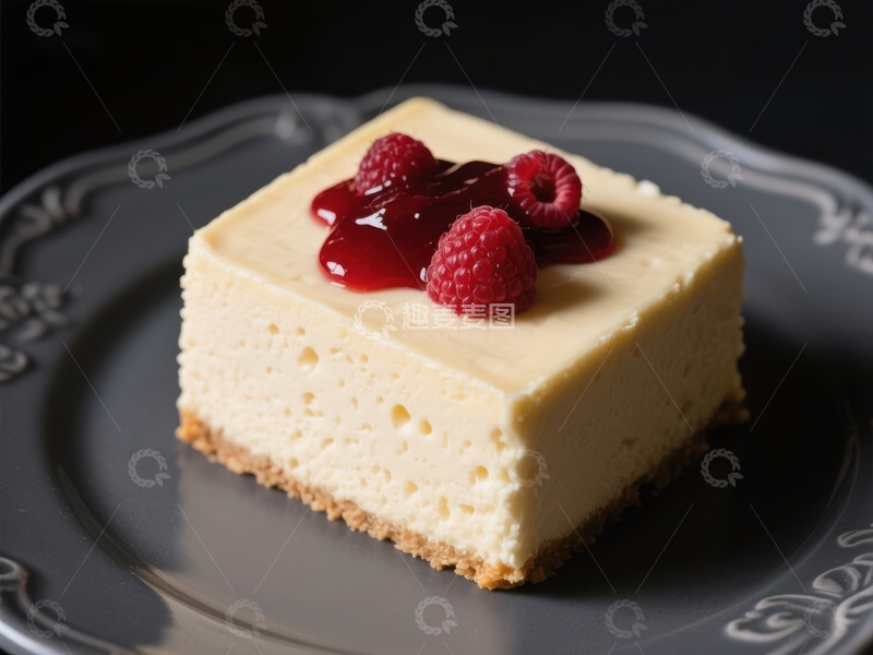 高清大图下载【趣麦麦图】芝士蛋糕配覆盆子酱